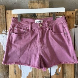 VS PINK high waisted cut off raw hem denim shorts